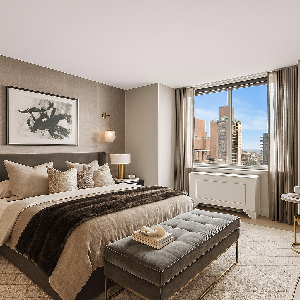 Quiet luxury bedroom at 389 East 89th Street